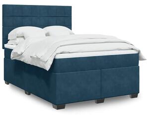 Krevet box spring s madracem plavi 160 x 200 cm baršunasti - Plava / 160 x 200 cm