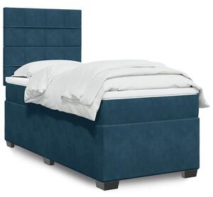 Box spring krevet s madracem plavi 90x200 cm baršunasti - Plava / 90 x 200 cm