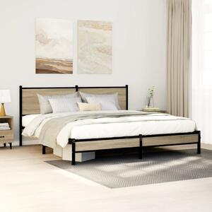 Metalni okvir kreveta bez madraca boja hrasta sonome 160x200 cm - Smeđa / 160 x 200 cm