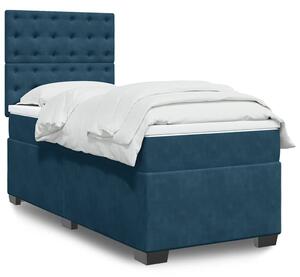Box spring krevet s madracem plavi 100x200 cm baršunasti - Plava / 100 x 200 cm