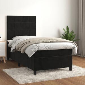 Box spring krevet s madracem crni 90x190 cm baršunasti - Crna / 90 x 190 cm