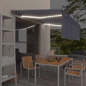 Automatska tenda s roletom i senzorom LED 4 x 3 m plavo-bijela - Plava / 4 x 3 m