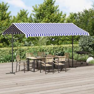 Samostojeća tenda plavo-bijela 400 x 300 cm od tkanine i čelika - Plava / 4 x 3 m
