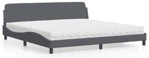 Krevet s madracem Dover tamnosivi 200x200 cm baršunasti - Siva / 200 x 200 cm