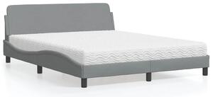 Krevet s madracem Dover svjetlosiva 160x200 cm tkanina - Siva / 160 x 200 cm