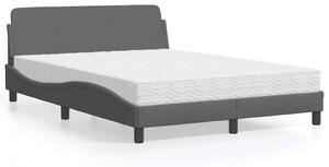 Krevet s madracem Dover svjetlosivi 140x200 cm tkanina - Siva / 140 x 200 cm