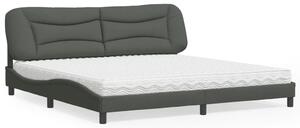 Krevet s madracem Hvar tamnosivi 200 x 200 cm od tkanine - Siva / 200 x 200 cm