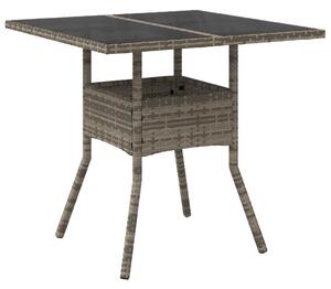 VidaXL Vrtni stol sa staklenom pločom sivi 80x80x75 cm od poliratana
