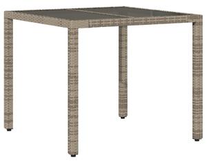 VidaXL Vrtni stol sa staklenom pločom sivi 90x90x75 cm od poliratana