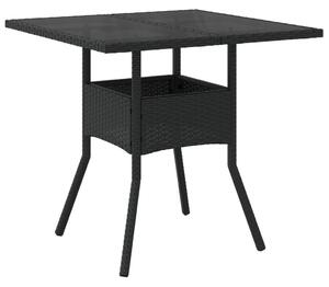 VidaXL Vrtni stol sa staklenom pločom crni 80x80x75 cm od poliratana