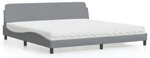 Krevet s madracem Dover svjetlosivi 200 x 200 cm od tkanine - Siva / 200 x 200 cm