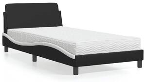 Krevet s madracem Dover crno-bijeli 100 x 200 cm od umjetne kože - Crna / 100 x 200 cm