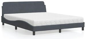 Krevet s madracem Dover tamnosivi 160x200 cm baršunasti - Siva / 160 x 200 cm