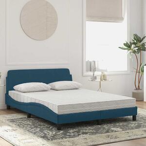 Krevet s madracem Dover plavi 140x190 cm baršunasti - Plava / 140 x 190 cm