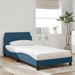 Krevet s madracem Dover plavi 100 x 200 cm baršunasti - Plava / 100 x 200 cm