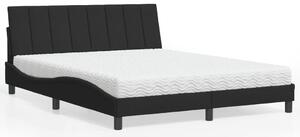 Krevet s madracem Hanko crni 160x200 cm baršunasti - Crna / 160 x 200 cm