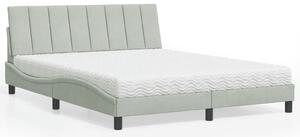 Krevet s madracem Hanko svjetlosivi 160x200 cm baršunasti - Siva / 160 x 200 cm