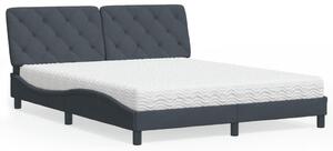 Krevet s madracem tamnosivi 160x200 cm baršunasti - Siva / 160 x 200 cm