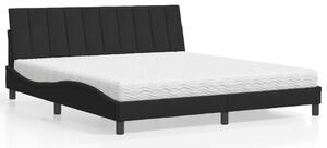 Krevet s madracem Hanko crni 180x200 cm baršunasti - Crna / 180 x 200 cm