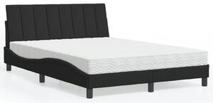 Krevet s madracem Hanko crni 140 x 190 cm baršunasti - Crna / 140 x 190 cm