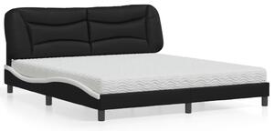 Krevet s madracem Hvar crno-bijeli 180 x 200 cm od umjetne kože - Crna / 180 x 200 cm