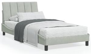 Krevet s madracem Hanko svjetlosivi 100x200 cm baršunasti - Siva / 100 x 200 cm