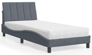 Krevet s madracem Hanko tamnosivi 80 x 200 cm baršunasti - Siva / 80 x 200 cm