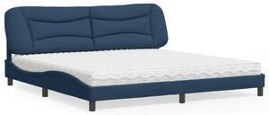 Krevet s madracem Hvar plavi 200 x 200 cm od tkanine - Plava / 200 x 200 cm