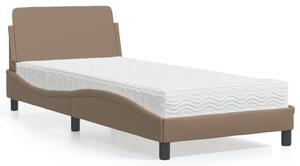 Krevet s madracem Dover cappuccino boje 80 x 200 cm od umjetne kože - Smeđa / 80 x 200 cm
