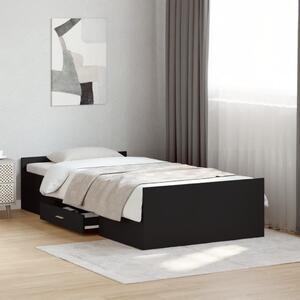 Okvir kreveta s ladicama crni 75 x 190 cm konstruirano drvo - Crna / 75 x 190 cm