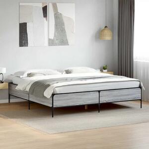 Okvir kreveta boja hrasta 180x200 cm konstruiranog drvo i metal - Siva / 180 x 200 cm