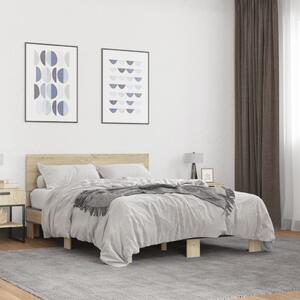 Okvir kreveta boja hrasta 120x200 cm konstruirano drvo i metal - Siva / 120 x 200 cm