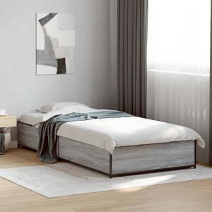 Okvir kreveta boja hrasta 90 x 190 cm konstruirano drvo i metal - Siva / 90 x 190 cm