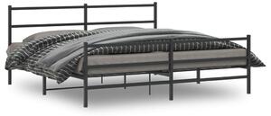 Metalni okvir kreveta s uzglavljem i podnožjem crni 183x213 cm - Crna / 183 x 213 cm