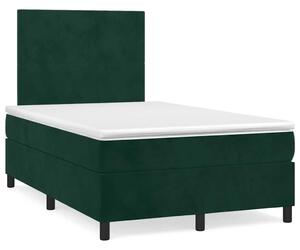 Krevet s oprugama i madracem LED tamnozelenim 120x190 cm baršun - Zelena / 120 x 190 cm