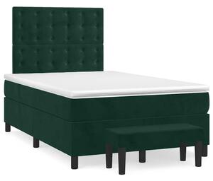Krevet box spring s madracem tamnozeleni 120x190 cm baršunasti - Zelena / 120 x 190 cm