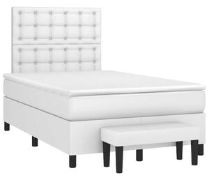 Krevet box spring s madracem bijeli 120x190 cm od umjetne kože - Bijela / 120 x 190 cm
