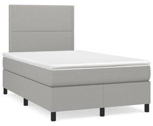 Krevet s oprugama i madracem svjetlosivi 120x190 cm od tkanine - Siva / 120 x 190 cm