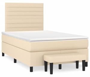 Krevet box spring s madracem krem 120 x 190 cm od tkanine - Krema / 120 x 190 cm