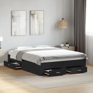Okvir kreveta s ladicama crni 135 x 190 cm konstruirano drvo - Crna / 135 x 190 cm