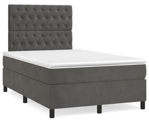 Krevet box spring s madracem tamnosivi 120 x 190 cm baršun - Siva / 120 x 190 cm