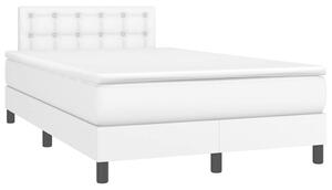 Krevet box spring s madracem LED bijeli 120x190 cm umjetna koža - Bijela / 120 x 190 cm