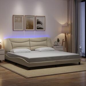 Okvir kreveta s LED-om bez madraca Hvar krem 200 x 200 cm od tkanine - Krema / 200 x 200 cm