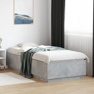Okvir kreveta s LED svjetlima boja betona 100 x 200 cm drveni - Siva / 100 x 200 cm
