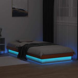 LED okvir kreveta voštano smeđi 90 x 200 cm od masivne borovine - Smeđa / 90 x 200 cm