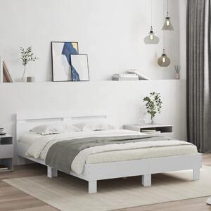Okvir kreveta s uzglavljem i LED svjetlima bijeli 140 x 190 cm - Bijela / 140 x 190 cm