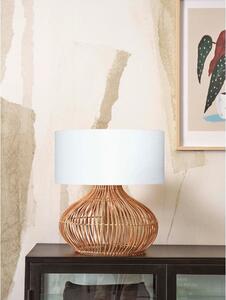 Bijela/u prirodnoj boji stolna lampa s tekstilnim sjenilom (visina 60 cm) Kalahari – Good&Mojo