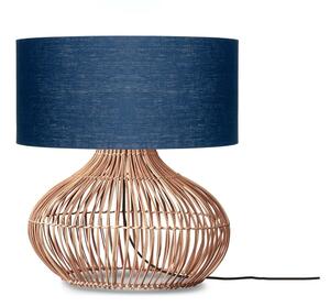 Tamno plava/u prirodnoj boji stolna lampa s tekstilnim sjenilom (visina 60 cm) Kalahari – Good&Mojo