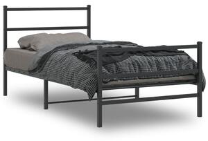 Metalni okvir kreveta s uzglavljem i podnožjem crni 100x190 cm - Crna / 100 x 190 cm