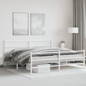 Metalni okvir kreveta uzglavlje i podnožje bijeli 193 x 203 cm - Bijela / 193 x 203 cm